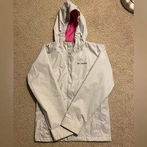 Girls Columbia rain jacket L Light gray